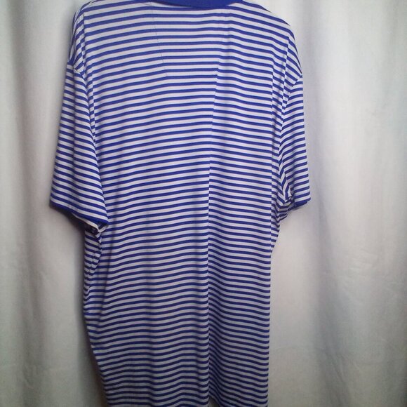 Nautica Polo Shirt XL Men Short Sleeve Stripe Soft Stretch Blue White - Picture 3 of 16